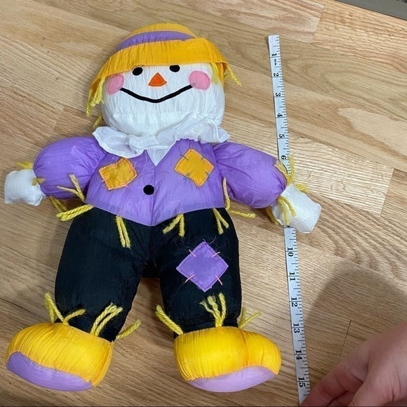 Vintage Puffy Nylon Scarecrow Stuffed Animal Fall - Picture 5 of 5